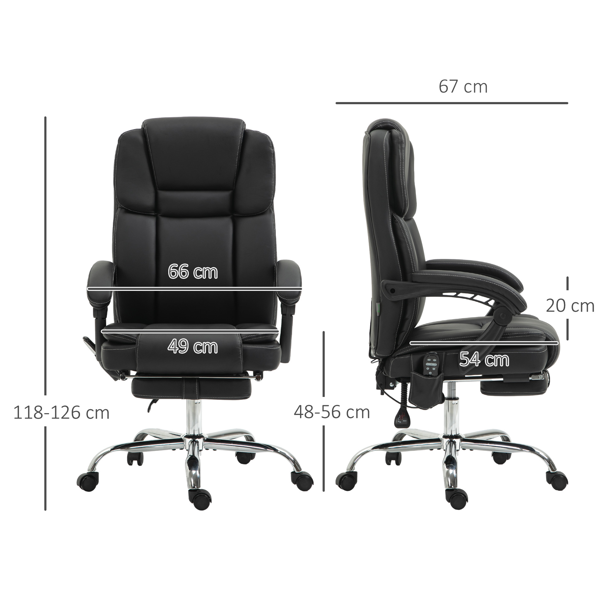 Vinsetto Six Point Vibrating Massage Office Chair - Black - Image 3