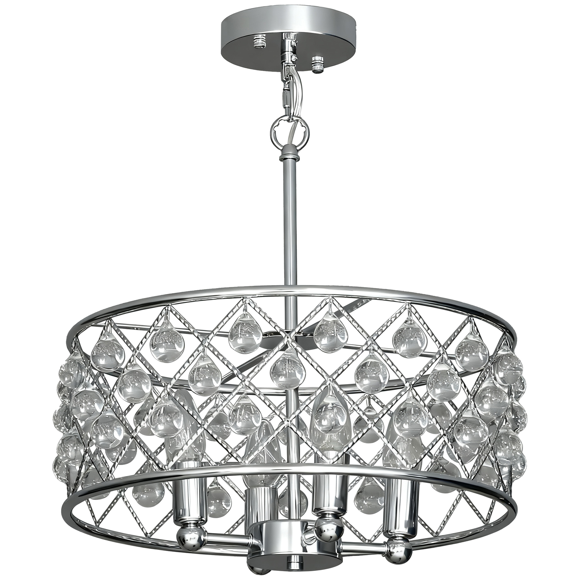 HOMCOM 51 Crystallite Four-Bulb Chandelier - Silver-Tone