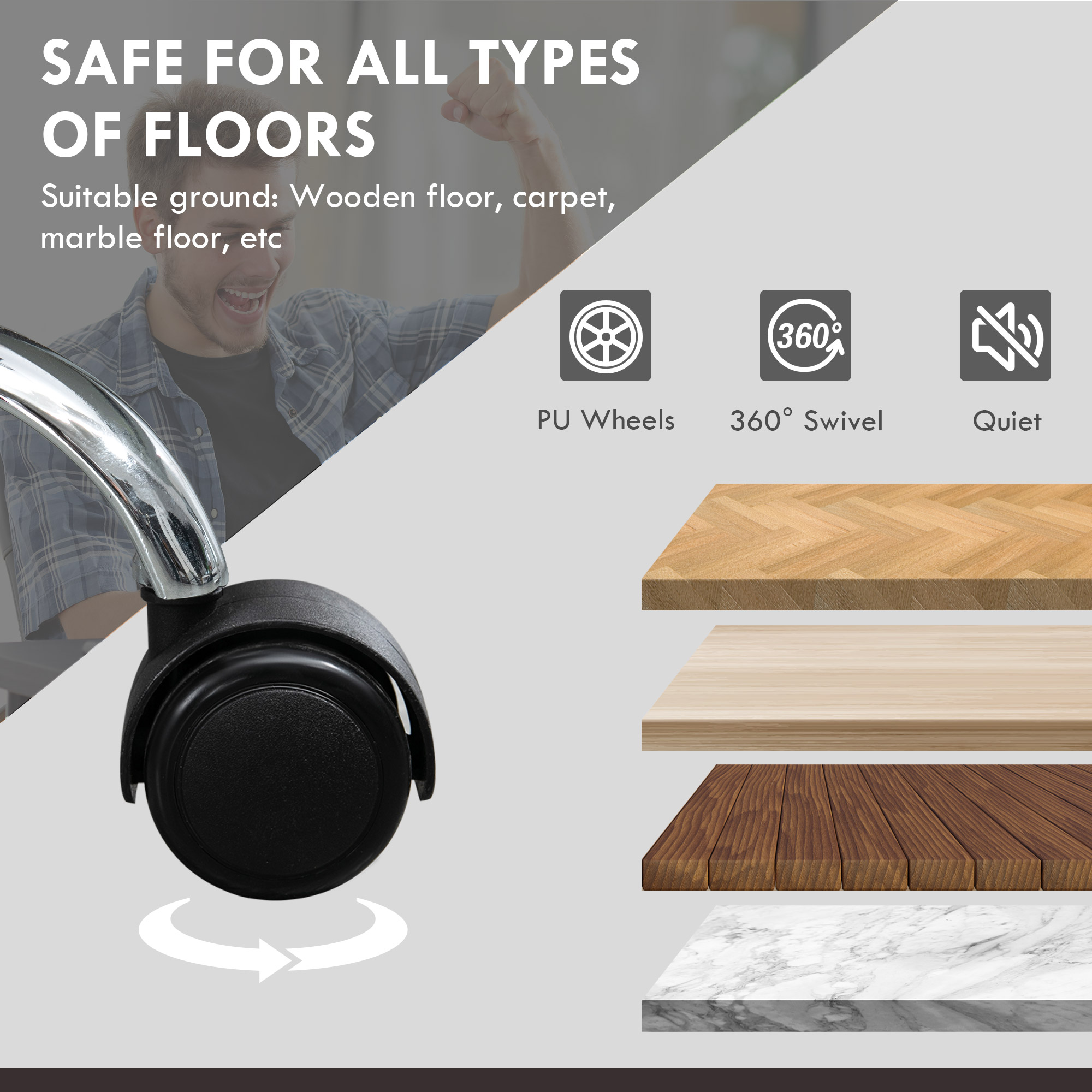 Vinsetto Six Point Vibrating Massage Office Chair - Black - Image 8