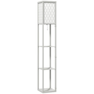 HOMCOM Three-Shelf Standing Lamp - Grey/White