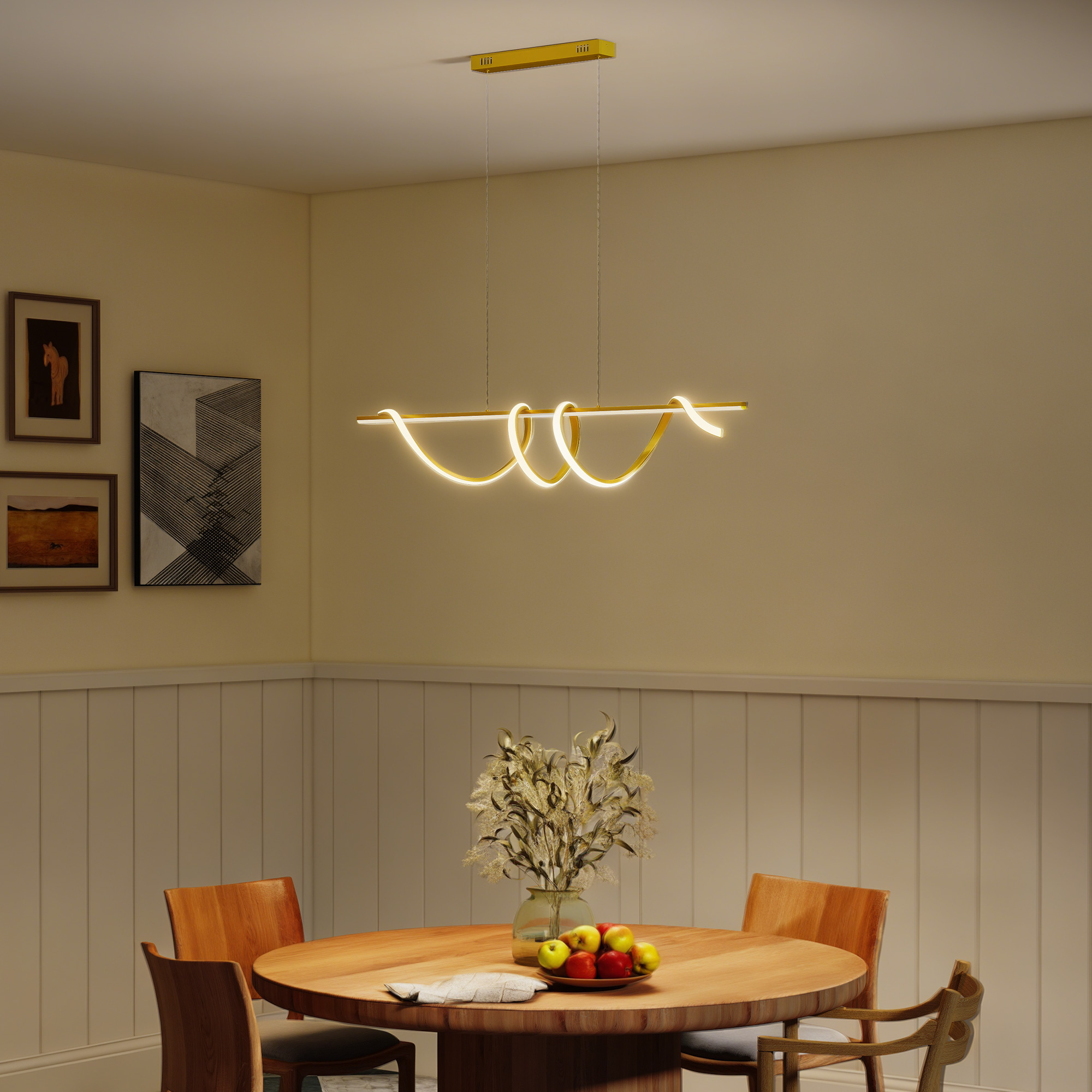 HOMCOM Pendant Light with 3 Colour Temperatures - Gold Tone - Image 2
