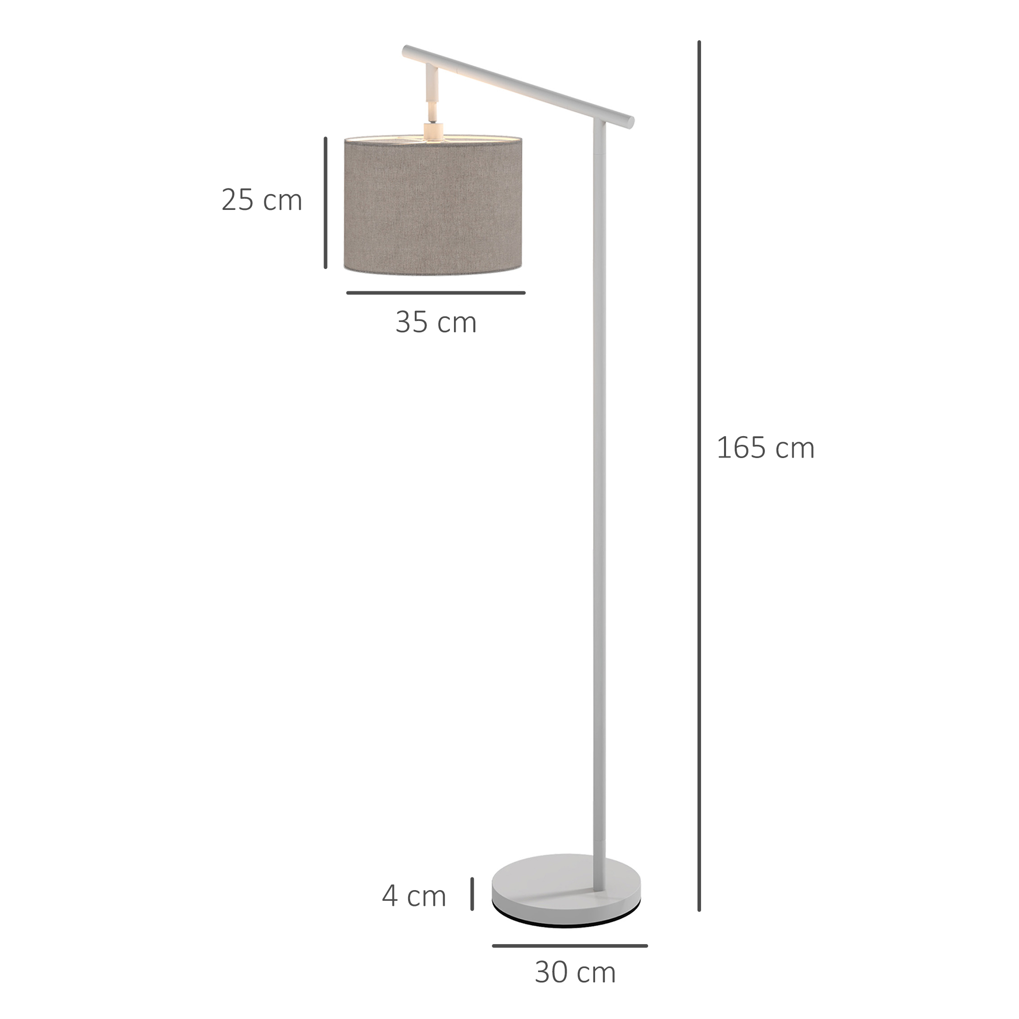HOMCOM Metal Frame Floor Lamp with 350 Degree Rotating Lampshade, for Living Room and Bedroom, LED Bulb Included, Grey - Image 3