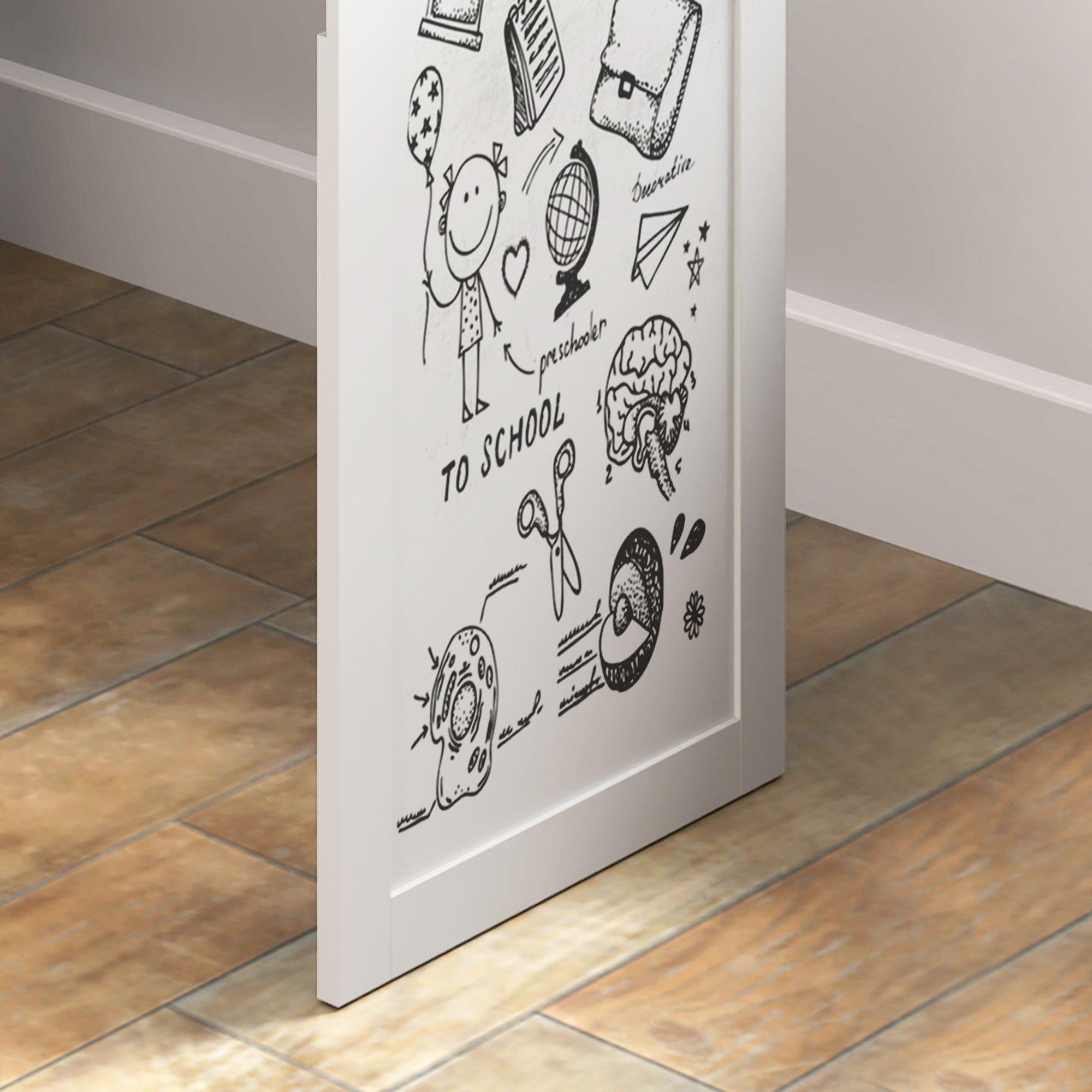 HOMCOM Three-Part Work Desk, with Storage and Writing Board - White - Image 9